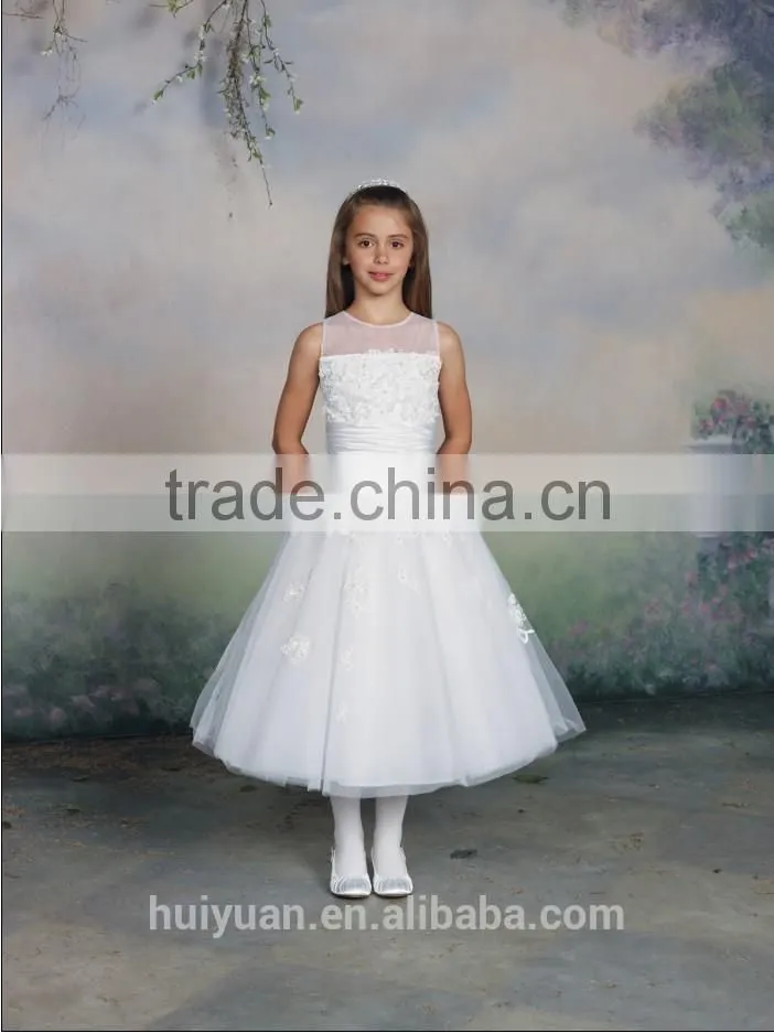 white flower halter kids evening gowns