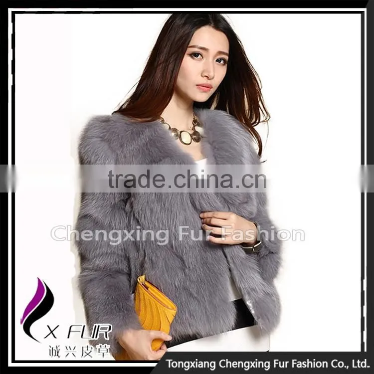 CX-G-A-225B Luxury Winter Patchwork Women Fox Fur Coat