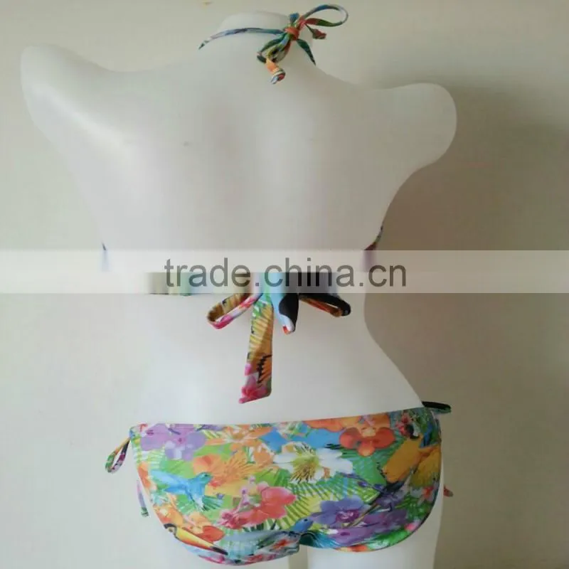 Young lady sunshine floral bikini swimsuit