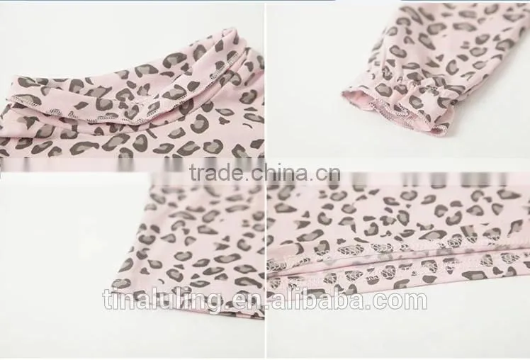 wholesale children's boutque clothing baby girls kitty printed 2pcs clothing sets leopard outfits