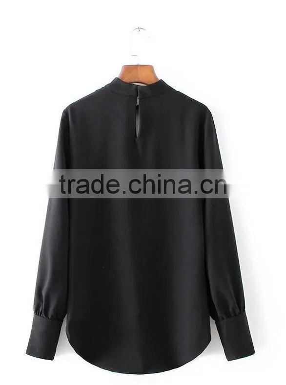 Runwaylover EY2376B Ladies 2017 Deep V-Neck Sexy Pure Color Blouse