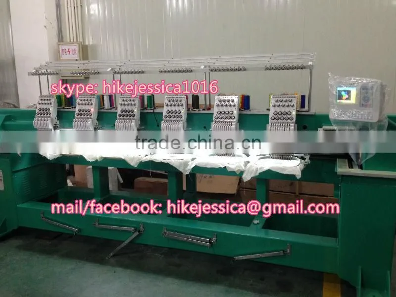 fushun 906 9needles 6heads cap tubular t shirt and flat computerized embroidery machine