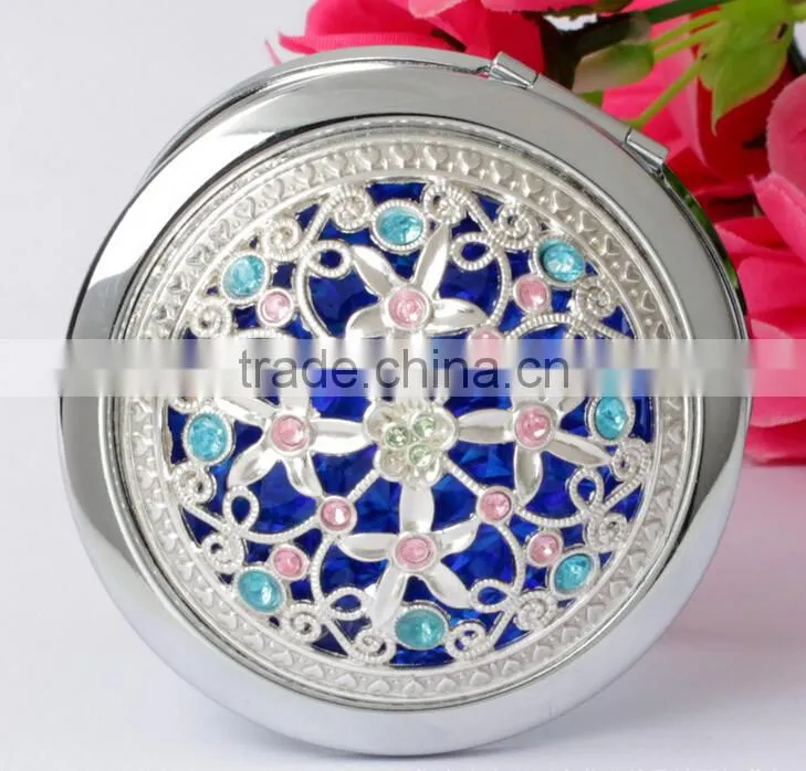 Noble Silver Hollow COMPACT MAKE UP/Handbag MIRRORS, Retro Compact/Travel/Pocket ILLUMINATED Beauty Make Up Mirrors New