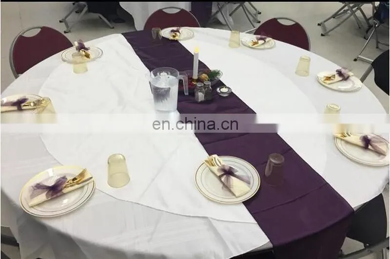 Fancy Banquet Decoration Blue Smooth Brocade Table Runner