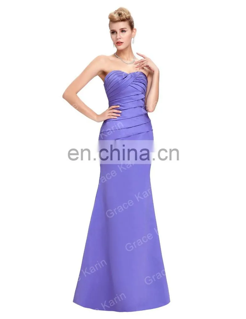 Grace Karin Strapless Sweetheart Floor Length Purple Evening Dress Patterns Mature Ladies Formal Evening Dresses CL3141