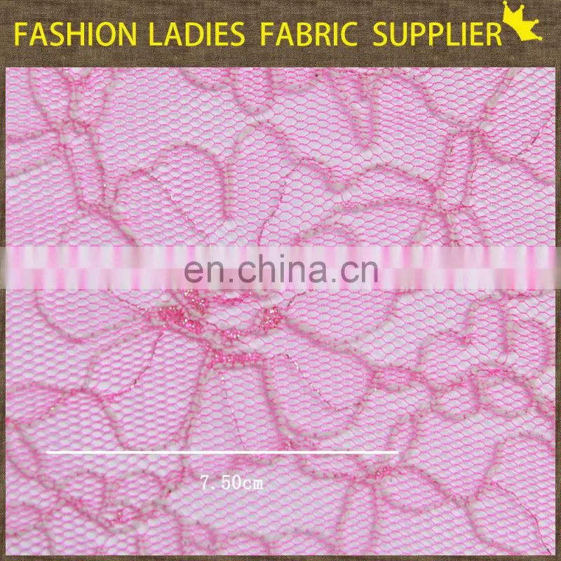 Soild color nice flower high end ladies garment nylon/cotton lace fabric