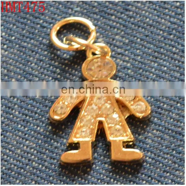 metal zipper puller with crystal diamond