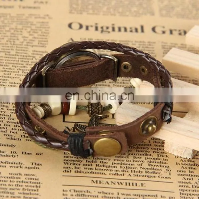 Wholesale ladies women fashion genuine charm lretro Genuine leather vintage watch