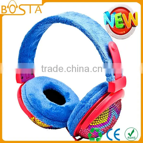 Best stereo hifi popular diamond headphone/kids headphone/star headset