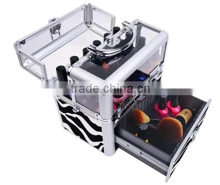 high quality nail polish drawer organizer,Aluminum nail polish opi cosmetic organizer,Zebra acrylic opi nail polish storage case