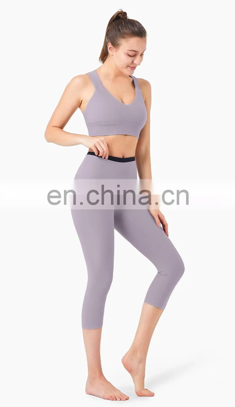Lightweight Custom Logo Sport Active Wear Yoga Sets High Waist Two Piece Yoga Sport Suit