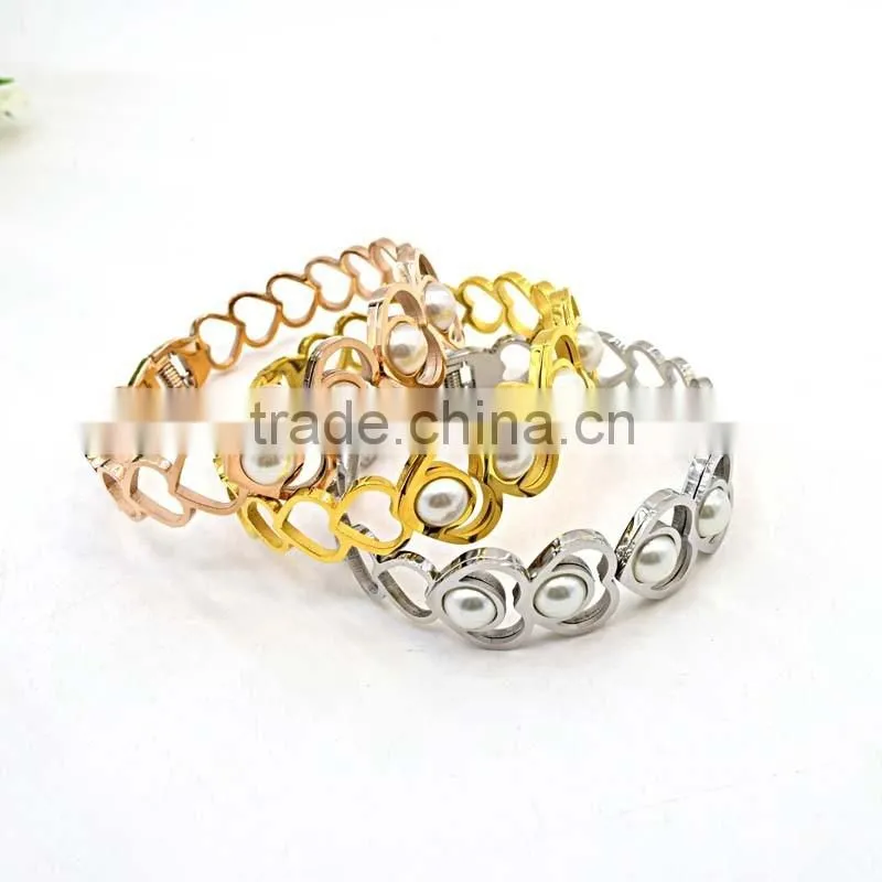 China Supplier Jewelry In Stainless Steel Gold Bangles Models Heart Style