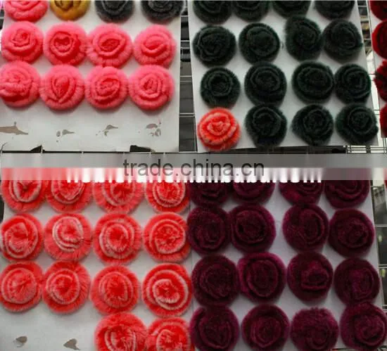 Fashion Shoes Clothes Accessories Rose Flower Pattern Real Rex Rabbit Fur Ball