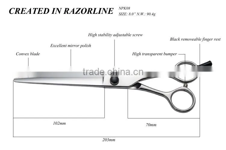 NPK08 SUS440C Pet Scissor, Professional Pet Grooming Dog Scissors
