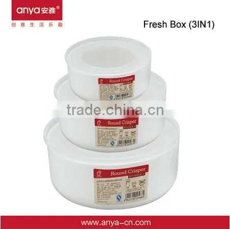 D678 Round Food Plastic Airtight Storage Canister Set & Sealed Pot Set Lager 1.5L Middle 0.8L Small 0.5L
