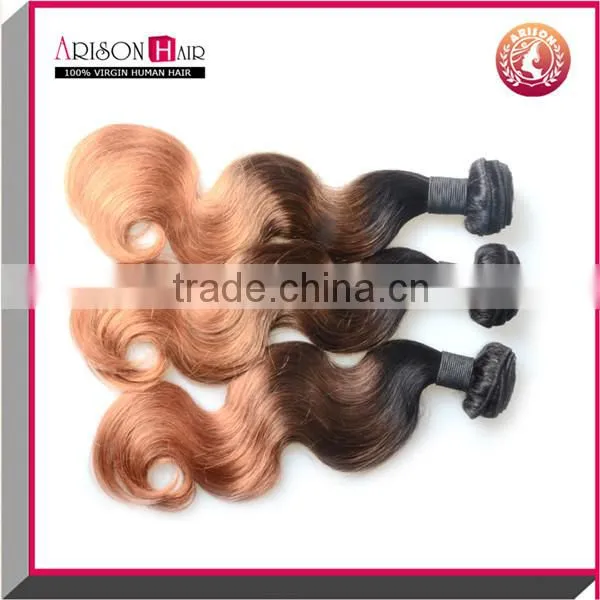Three Tone Ombre Brazilian Hair Body Wave Virgin Brazilian Hair Extension