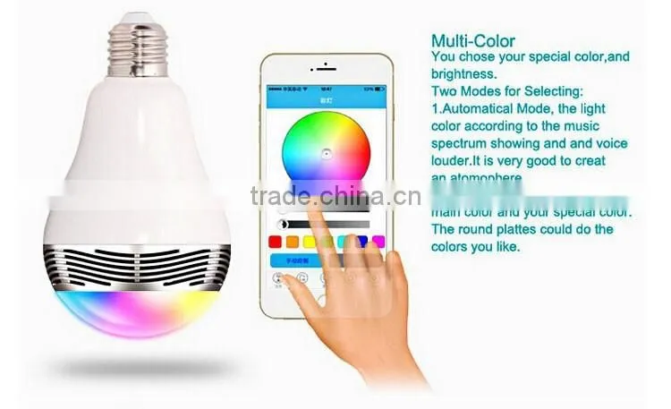 changeable colour E27 Led Bulb Lamp Bluetooth Speaker With Remote Control