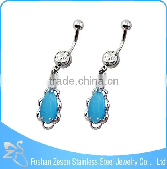 Hypoallergenic women dangling clover belly ring fashion crystal banana piercing