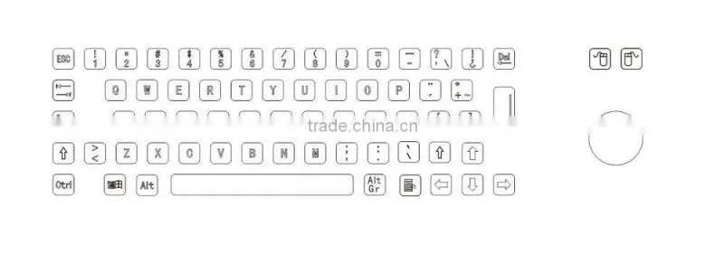 Novel item waterproof metal spanish keyboard with trackball
