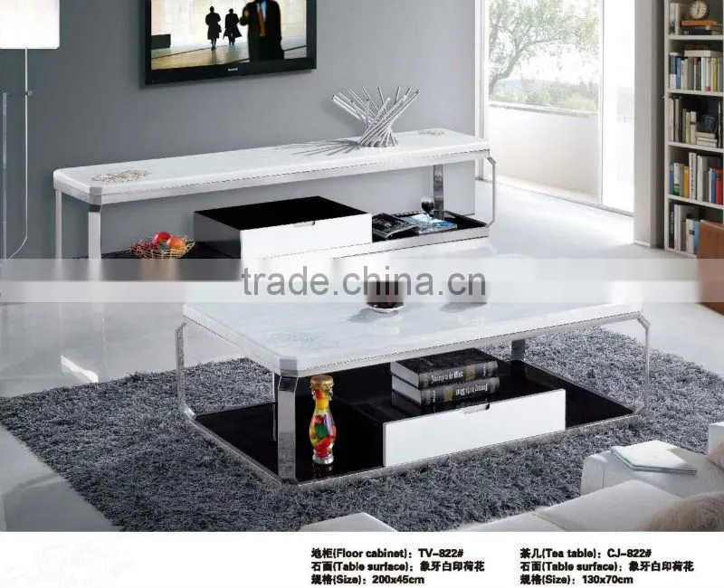TV-822# Living room furniture travertine marble tv stand