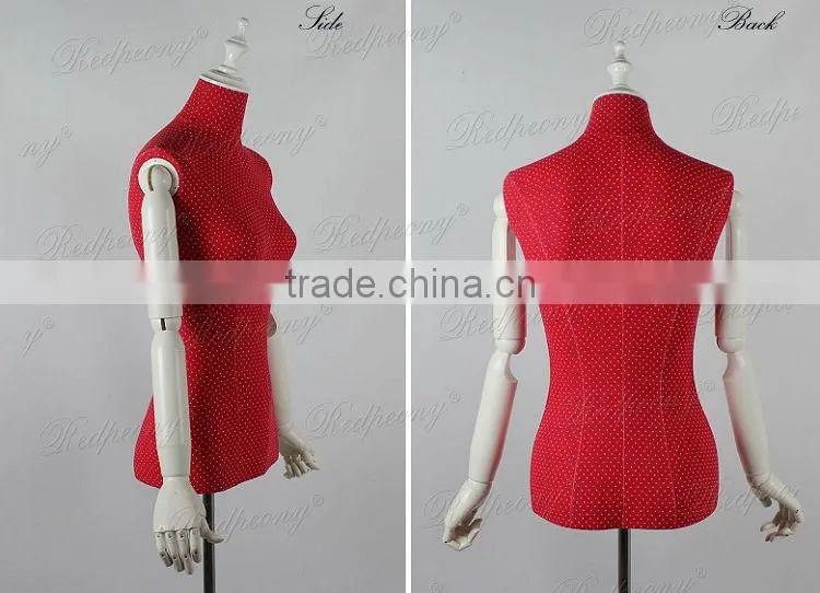 red cloth cover torso female mannequins with adjust arms