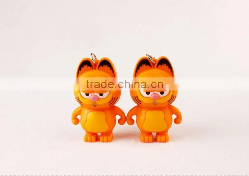Creative Cartoon Cat LED light flash keychain with sound