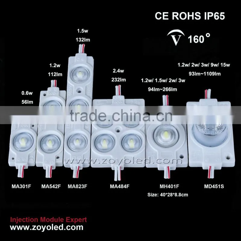 shenzhen zoyo 2.4w ip67 waterproof 4pcs 2835 5050 led injection module