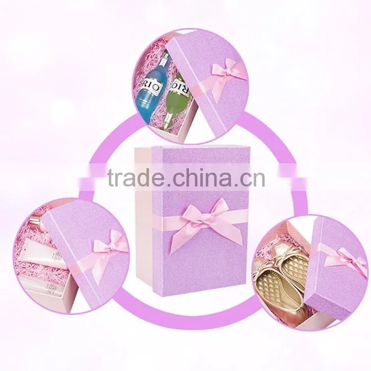 Fashion design paper gift box with lid/ribbon/bowknot elegant gift box