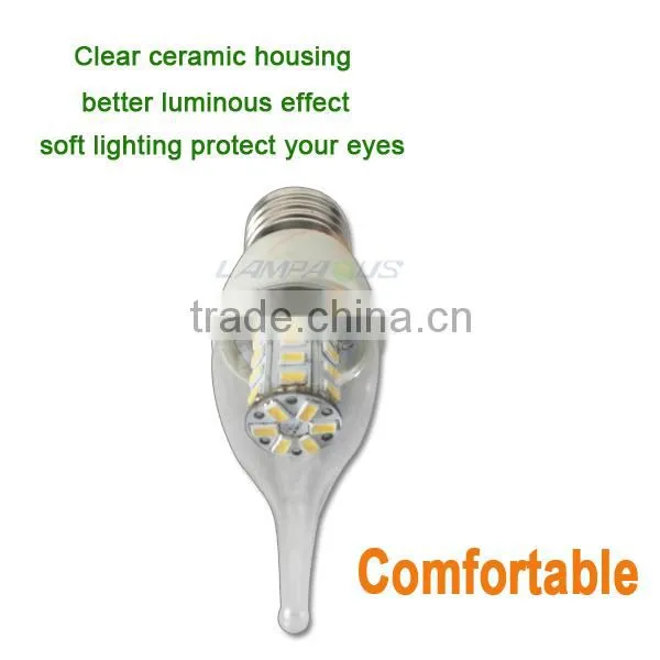 ceramic 80lm/watt E14/E27 5W LED SMD Candle Light Bulbs 40W Equivalent Chandelier Lamp