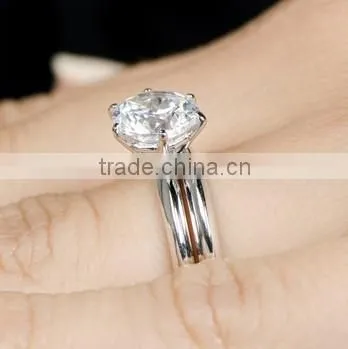 JINSE 2 Carat Round Cut CZ Silver Wedding Ring Set