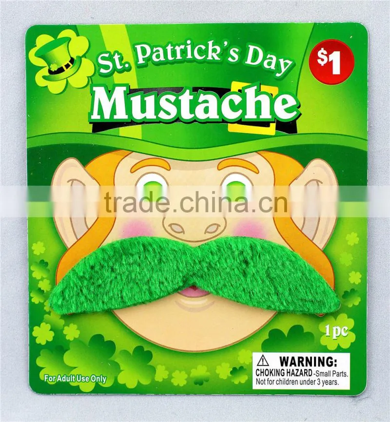 Green fancy dress St. Patrick's Day mustache