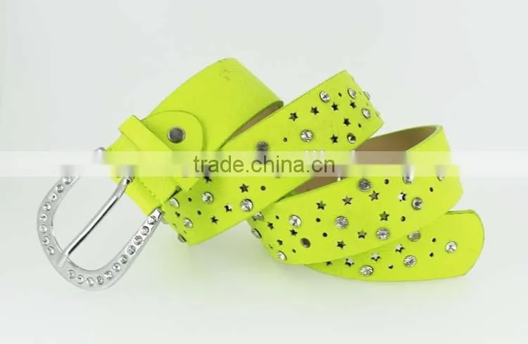 Women'sfashion women jeans rhinestone belt with shiny silver rhinestone buckles in yiwu