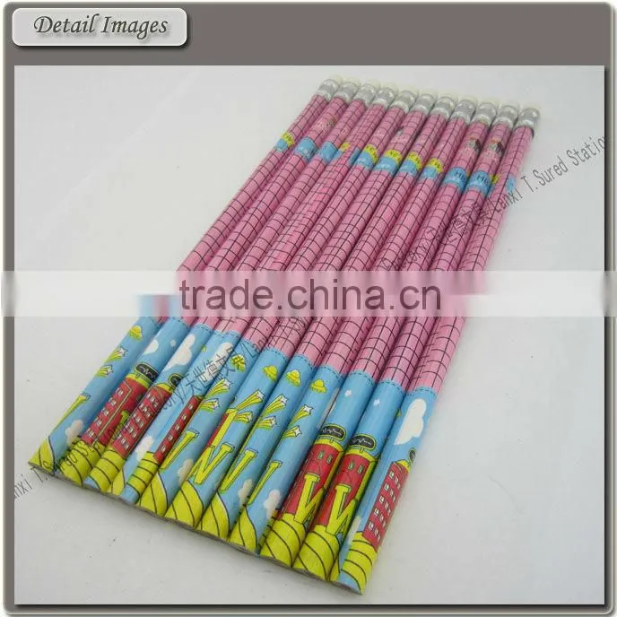 6 pcs Wooden Plastic Mantle Pencil With Eraser