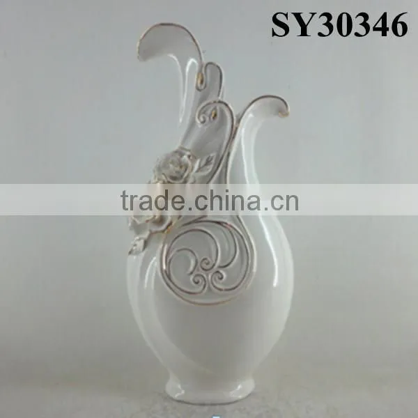 Decorative white ceramic and porcelain vases