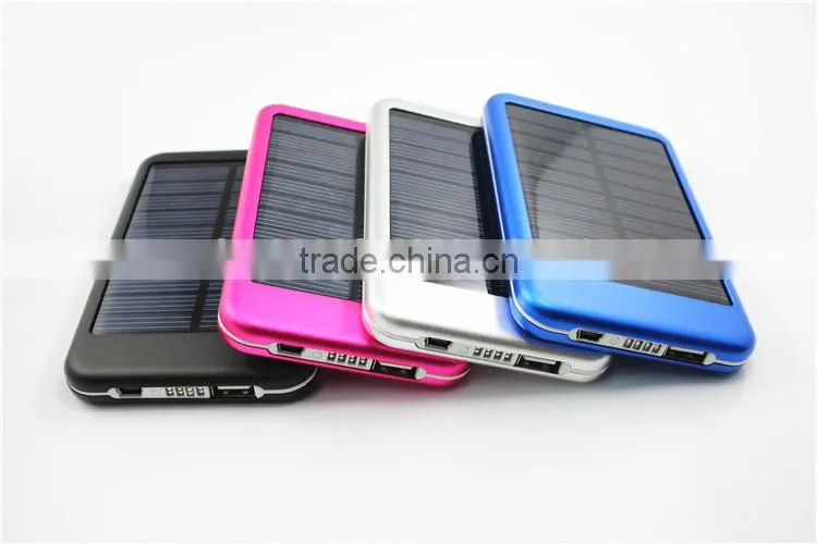 Aluminium material solar charger with 4 LED indicator, colorful mobile solar charger, company promotion gift solar power bank