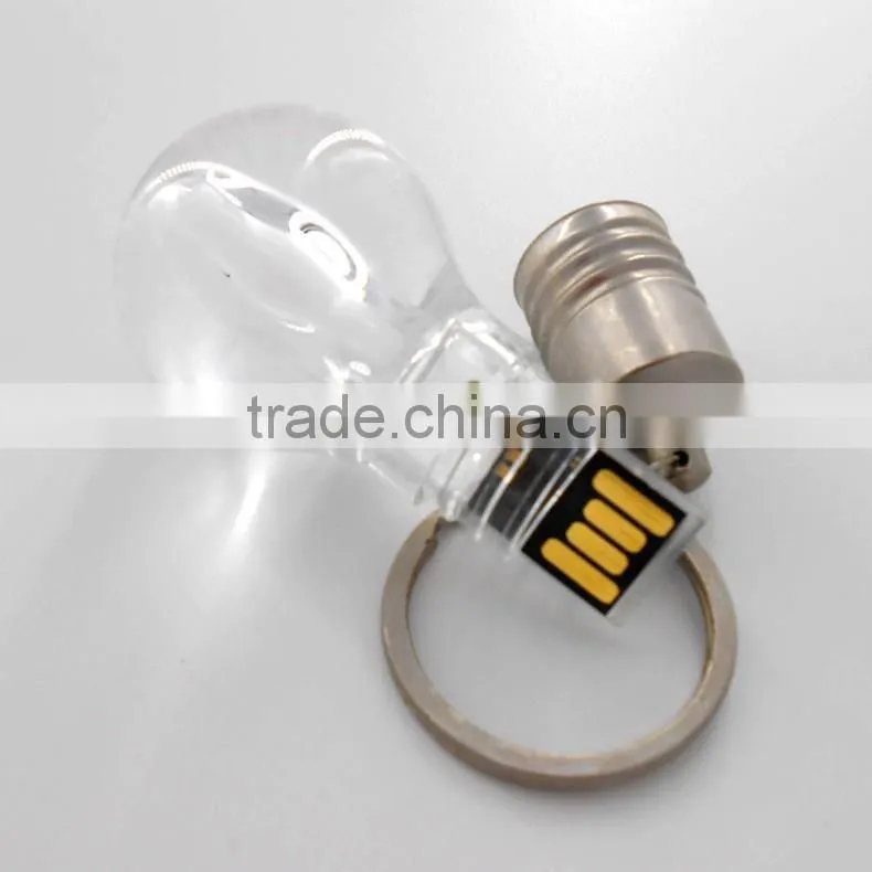 Stock product colorful led light custom logo printing full capacity bulb shape usb flash pen drive