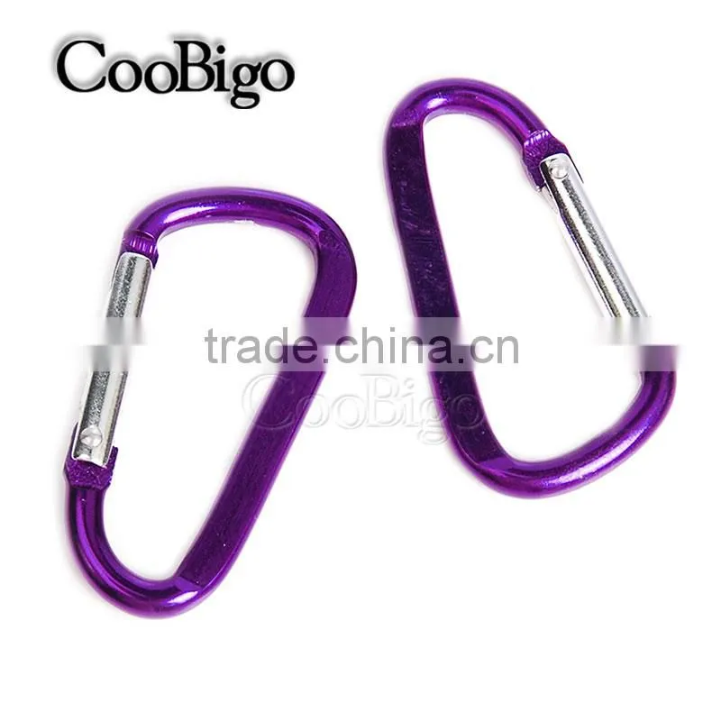Multi-Color Aluminum Spring Flat Carabiner Snap Hook Hanger Keychain Hiking Camping #FLQ189-8C(Mix-s)