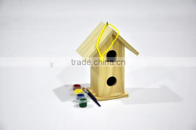 Small Wooden Bird House DIY With 4 Colors