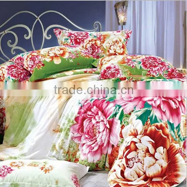 2015 fashion digital printed filowe 100% natural cotton 3d bedding set