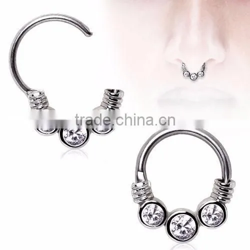 Gems Septum Nose Ring Clicker Hanger
