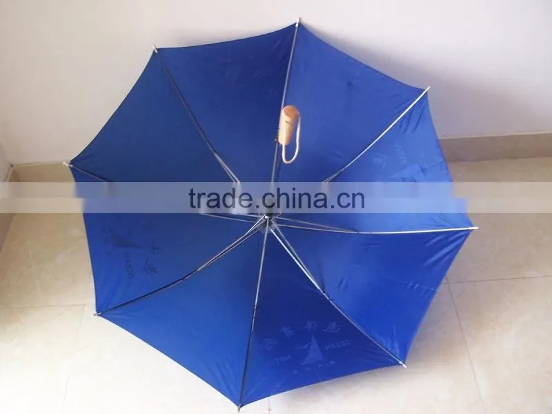 23 inches Automatic open polyester fabric metal frame wooden handle balcony umbrella advertising