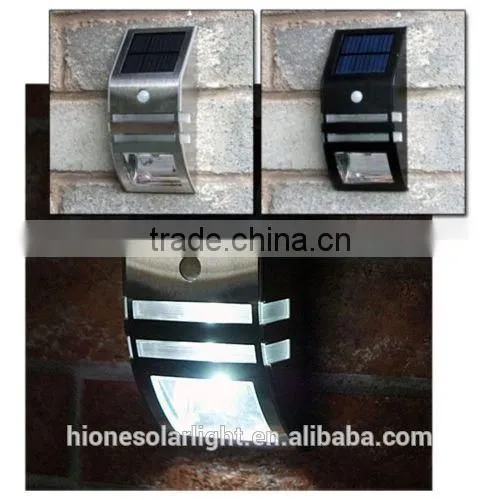 2 LED Stainless Steel Solar Powered PIR Motion Sensor Wall Light