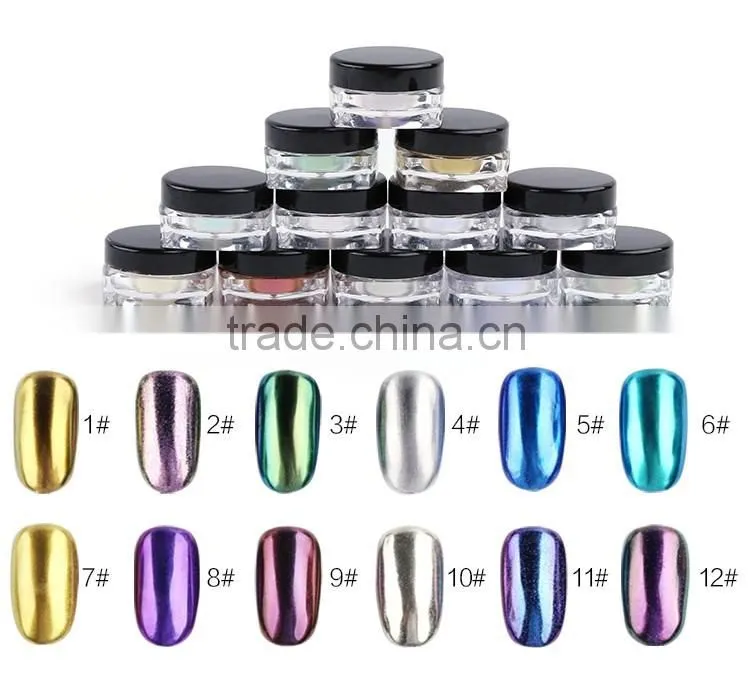 12 colors nail mirror effect pigment powder