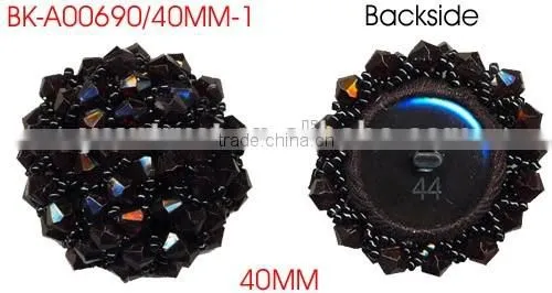 6MM Black Glass Bead 2MM Black Bead Plastic Shank Cover Button