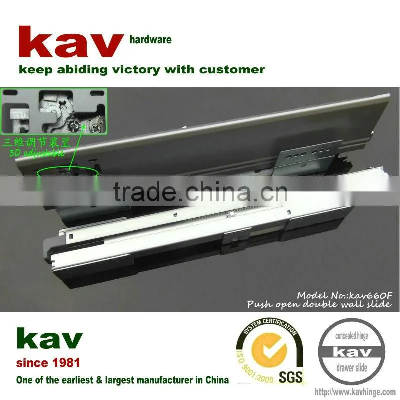 handle free touch open undermount tandem box drawer slide
