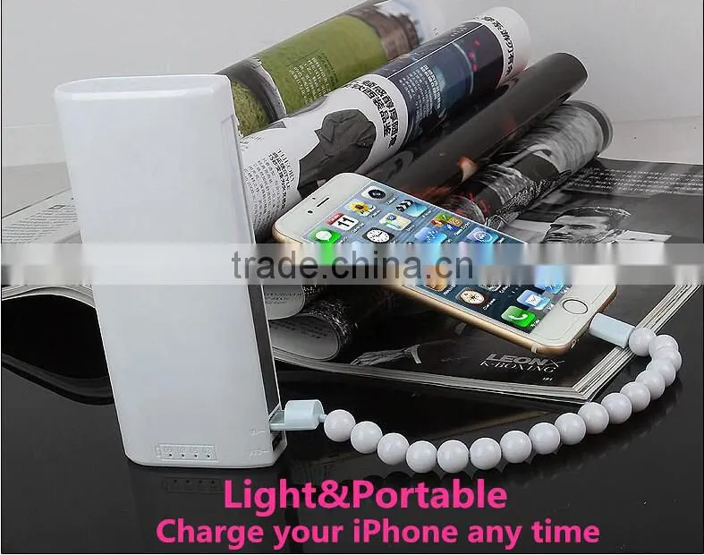 Candy Color Wearable Bracelet Wrist Pearl Micro USB cable&8pin Cable for iPhone5/6