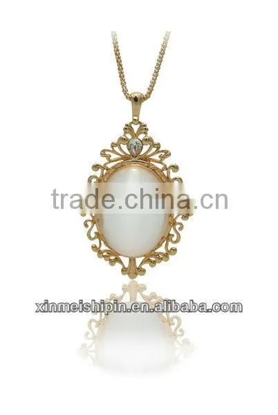 18K Gold Plating necklace & crystal Cat-eyes stone China jewelry LN021-3
