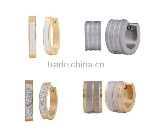 Fashion Women's Gold Plated Stainless Steel Huggie Earring Wholesale