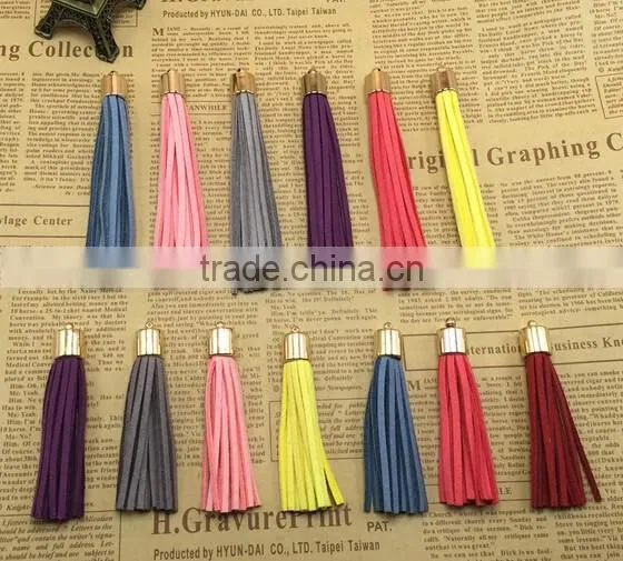 Wholesale 7-10cm Mutil Color Suede Leather Tassel,100pcs gold cap tassel for diy
