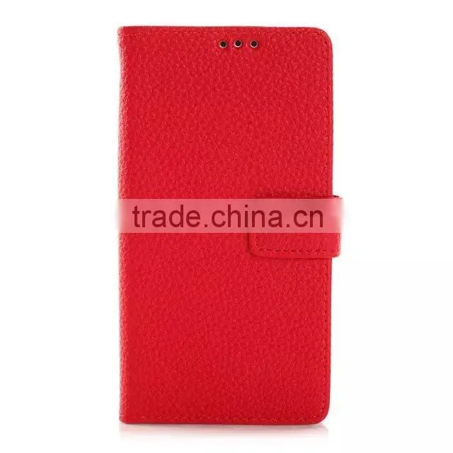 Hot selling Red Litchi wallet case for Sony Xperia Z3 mini